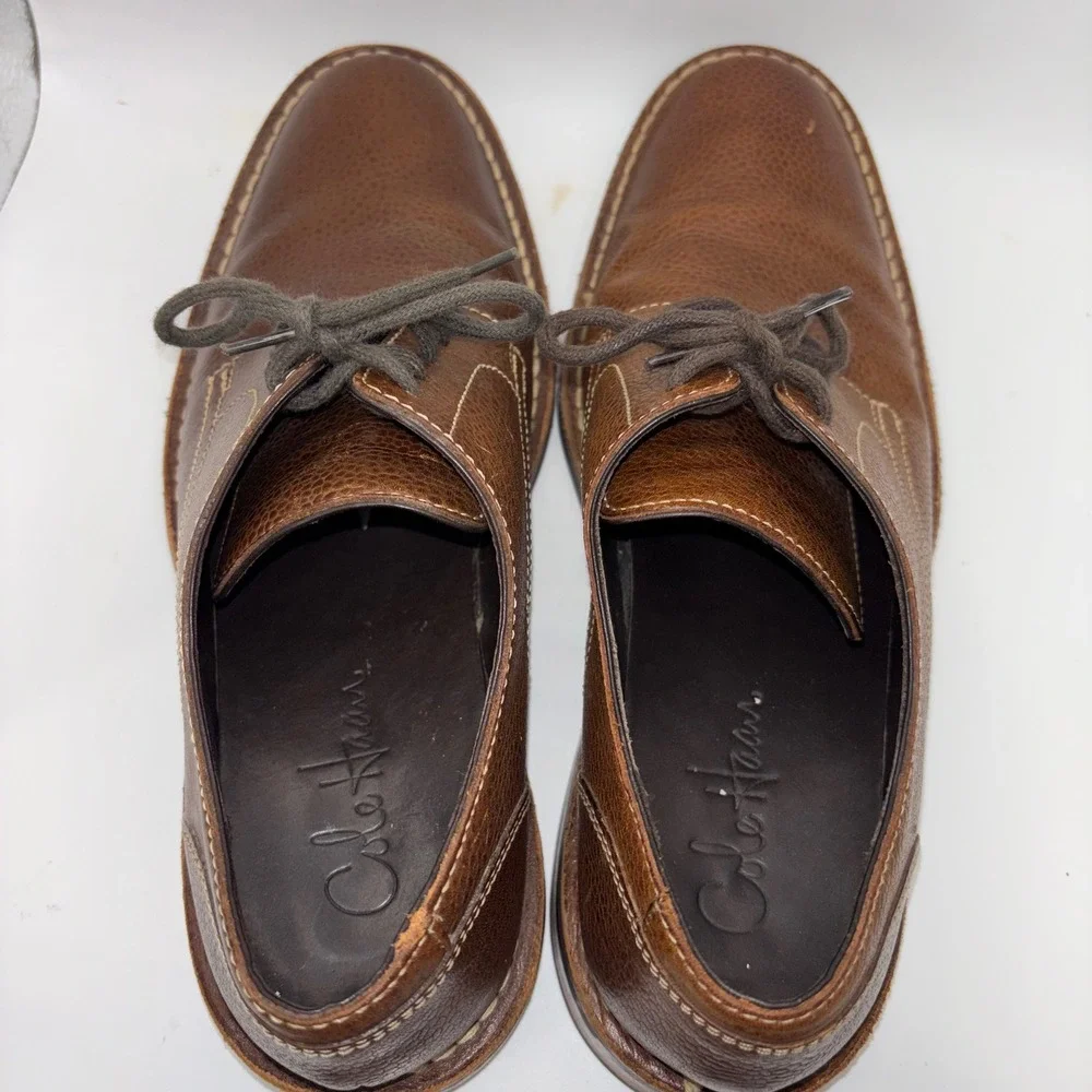 Cole Haan Air Giraldo Derby Brown Pebbled Leather Nike Air C08690 Mens 9.5M